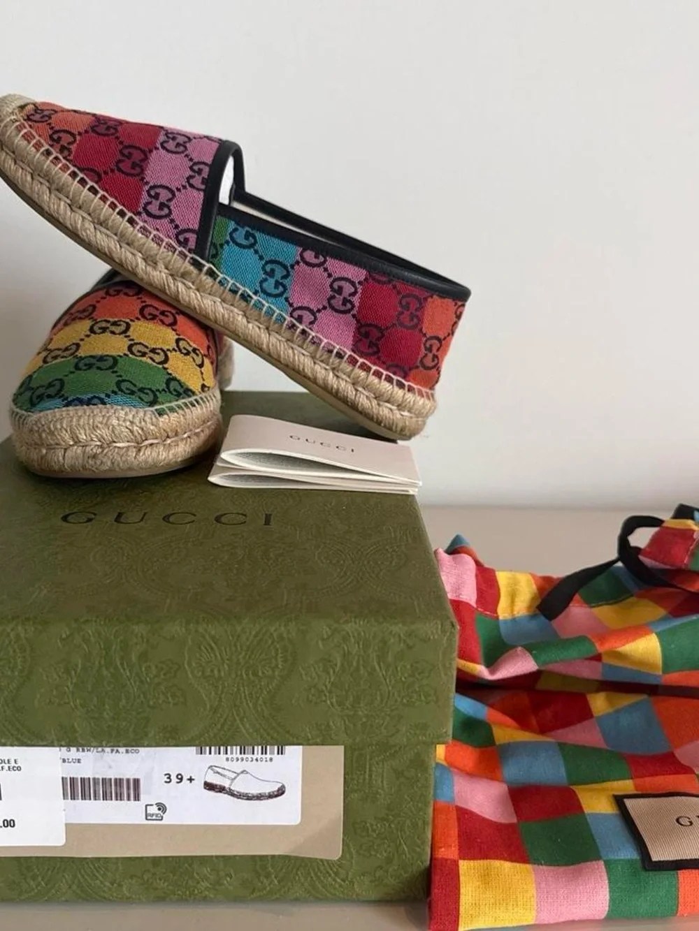 Gucci Rainbow GG Canvas Espadrilles in Red, Orange, Yellow, Green, Blue, Pink